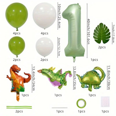 Zestaw balonów na piąte urodziny Dinozaury